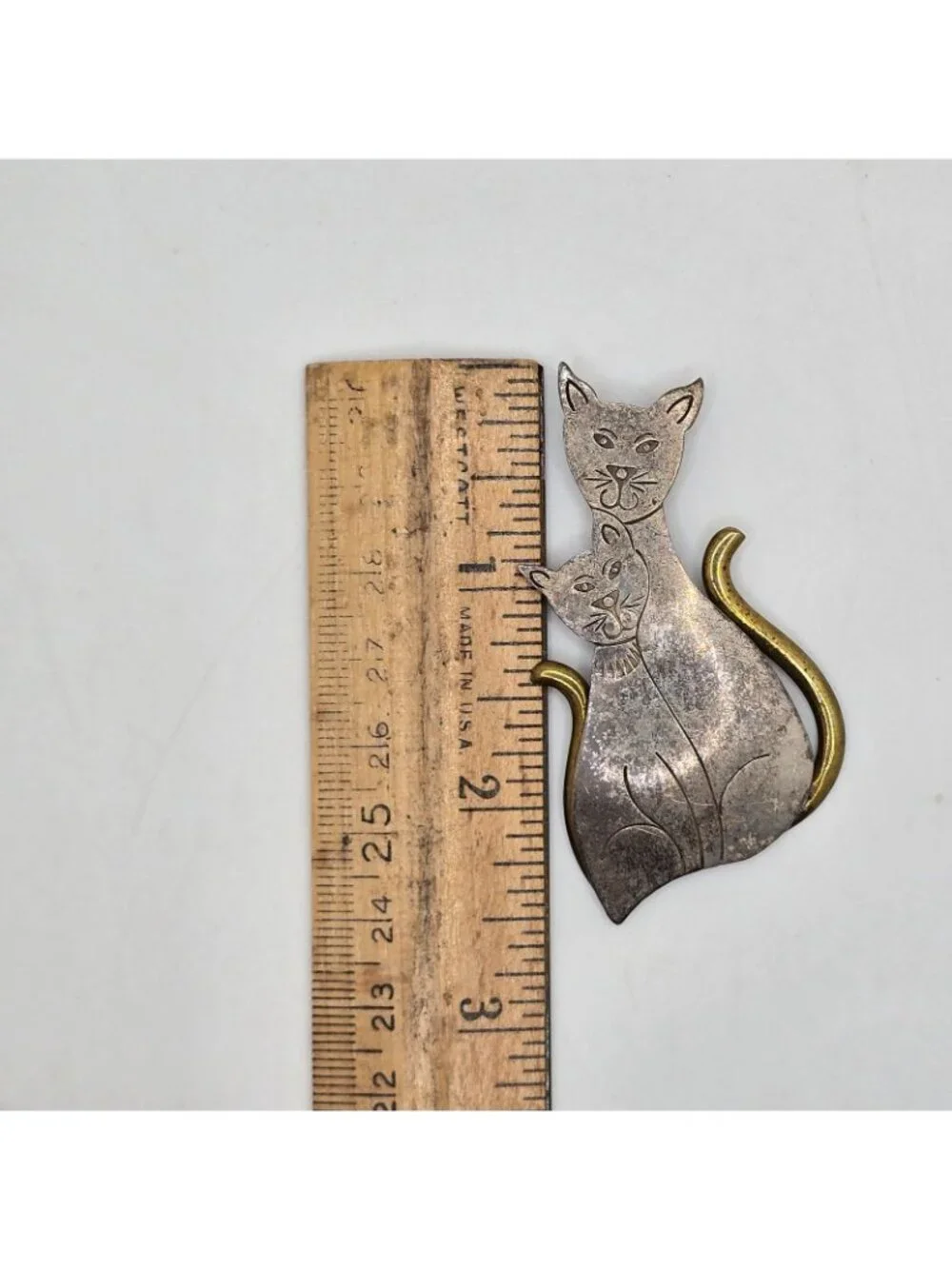 Sterling Silver Cat Brooch Vintage 925 Signed Kitten Kitty Pin Jewelry 12g